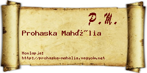 Prohaska Mahália névjegykártya